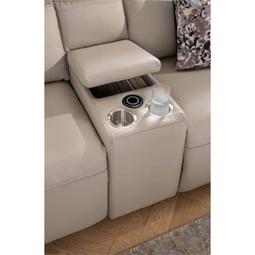 Rusto Console Sectional (with USB Charger) Stone Leather